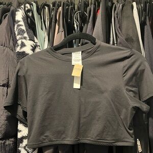 PINK Victoria's Secret Black Cropped Crewneck Tee